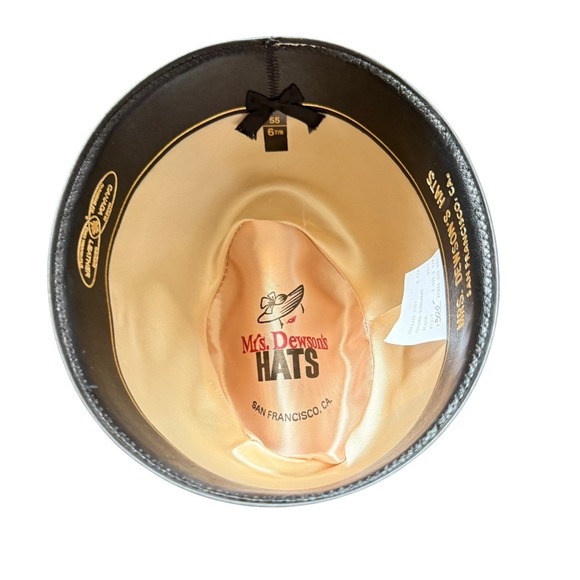 Mrs. Dewson's Hats Fedora Hat Black Red Feather Accent Size 6 7/8 Made in Canada - Picture 6 of 9